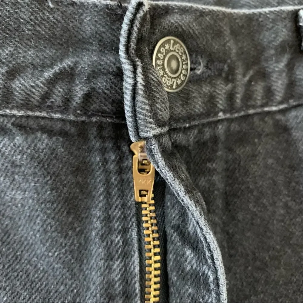 Vintage Lee Jeans 14 Long Black Tapered High Waist Union Made
